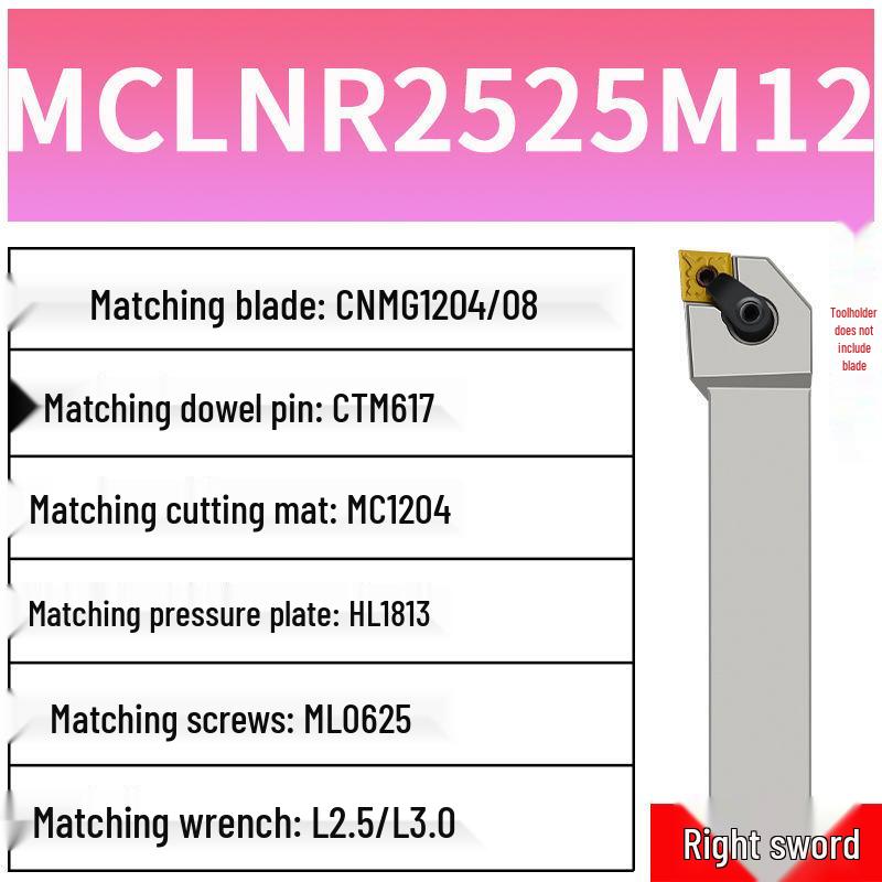 CNC 95° External Turning Tool Holder MCLNR2525M12/2020 Rhombic Face Machine Clamped