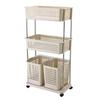 Three-Tier Rolling Storage Rack: Plastic Shelf for Bathroom, Kitchen, or Laundry.