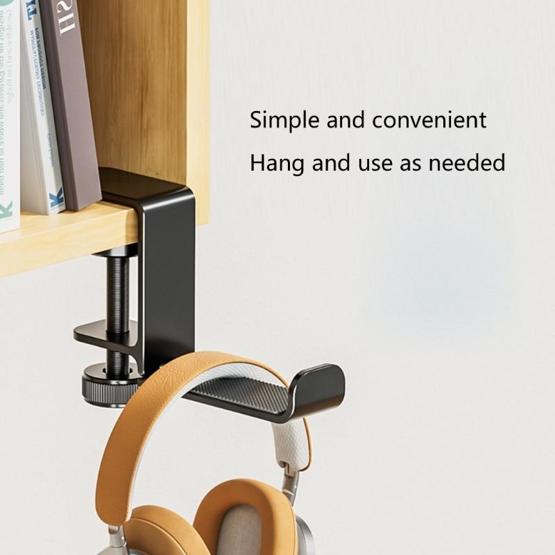 Metal Earphone Holder Under Desk Headphone Stand Headset Hanger with Adjustable Clamp Aluminum Hook