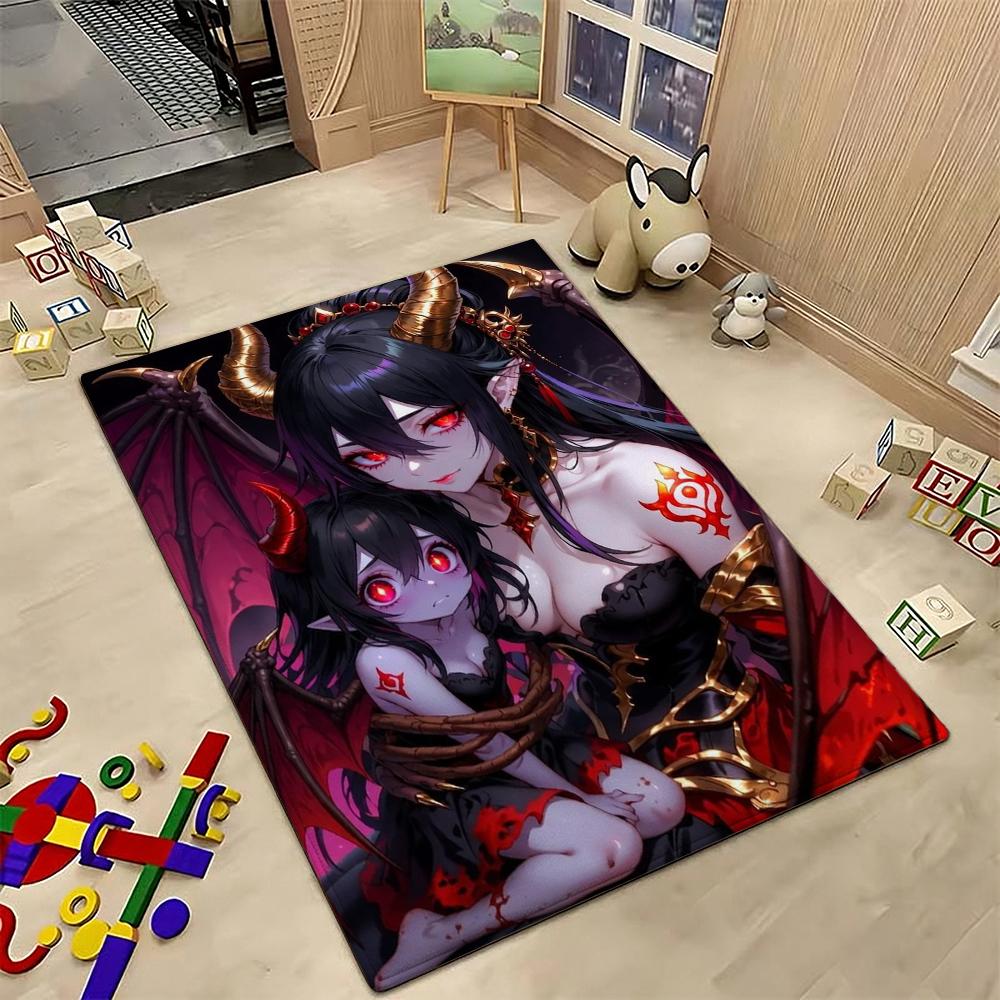Dark Gothic Anime Girl Indoor Rug Soft Texture Nonslip Carpet For Kids Bedroom Play Area Home Party Decor Valentine'S Day Gift