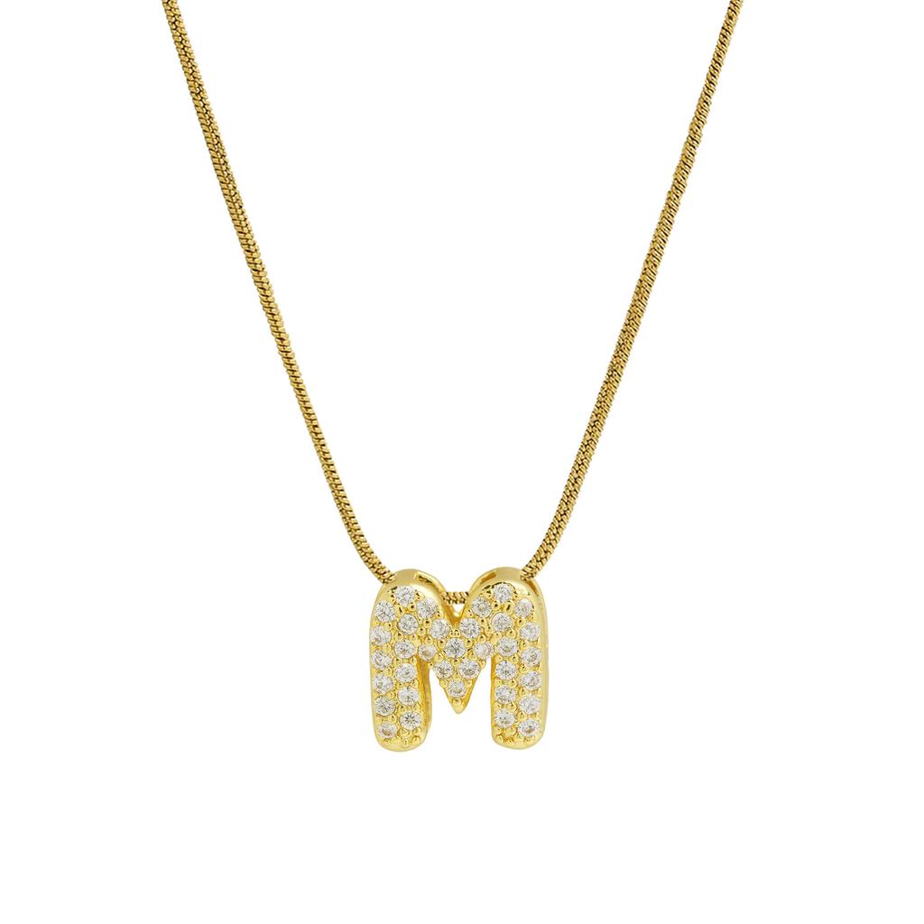 Jemný zirkonový řetízek s drobným iniciálem pro ženy Pozlacená nerezová ocel Hadí řetízek Choker Náhrdelníky Písmenkové přívěsky