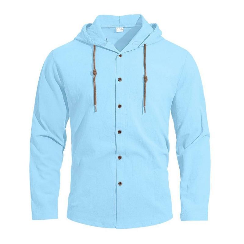 Men Solid Hooded Long Sleeve Loose Casual Breathable Quick Dry Shirt