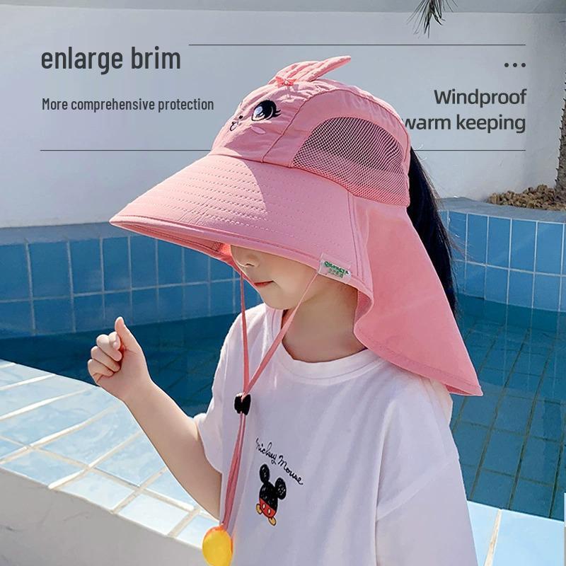 Kids' UV Protection Wide Brim Sun Hat - Breathable Summer Bucket Hat for Boys & Girls