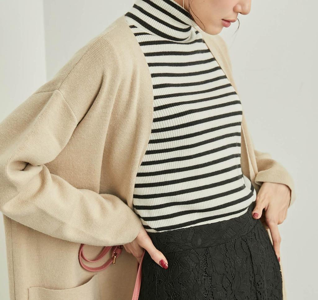 ROPE PICNIC Sweater Color Turtleneck M [New Added] [Web-Exclusive Color Beige] Anti-Pilling/Ribbed Pullover, Women's, Off-White (17)