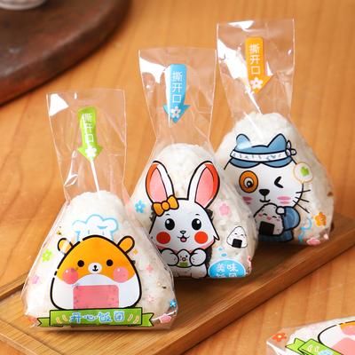 50 sztuk trójkątnych ryżu i warzyw sushi w rolkach woreczek do pakowania kreskówka wzór woreczek sushi pakowany woreczek spożywczy mikrofalówka podgrzewana torba