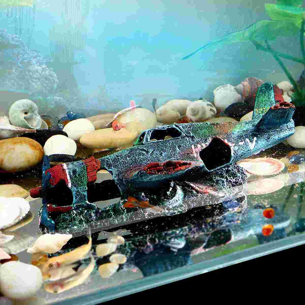  Aircraft Wreckage Decoration Aquarium Tank Ornament Shipwreck Plane Decorations