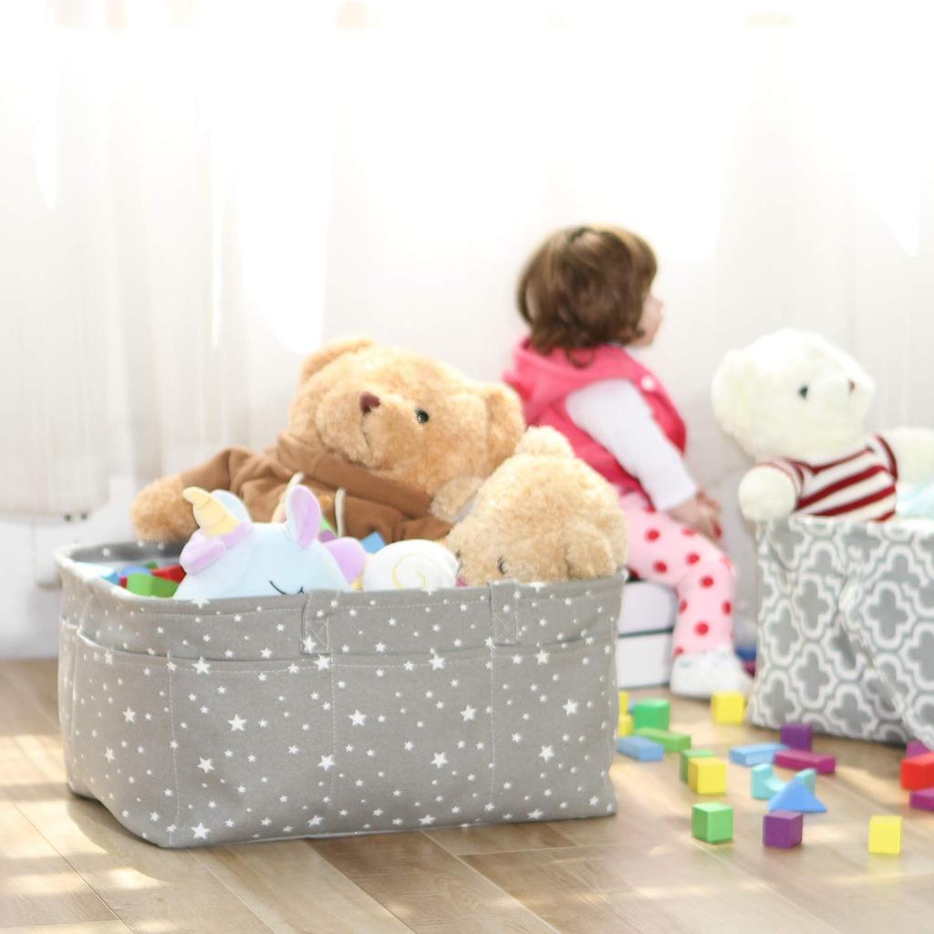 Hinwo Diaper Storage Diaper Baby Supplies Storage Baby Baby Gift Small Bag, Pouch, Case, Basket, Bag, Box, Foldable, Baby, Prep, (Gray, Star)