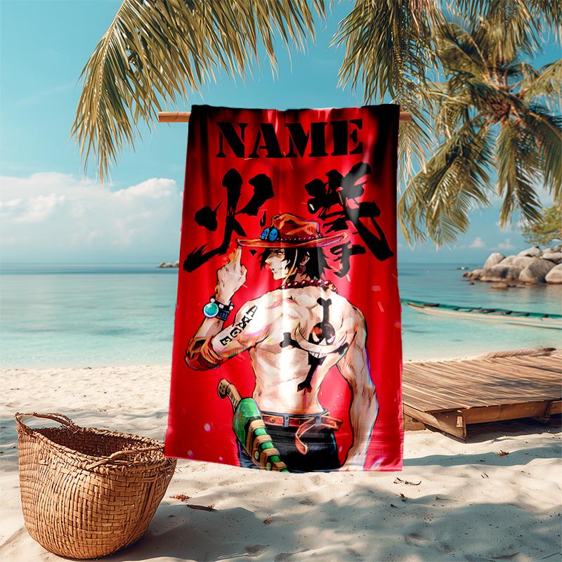 Personalized customized proof beach towel with One Piece pattern - soft, absorbent,quick-drying,perfect swimming,camping&bathing