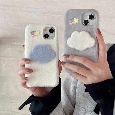 Luxury Rabbit Fur Plush Mobile Phone Case, Compatible with Apple 15Promax, 12, 11, 13 - Perfect for Autumn/Winter.
