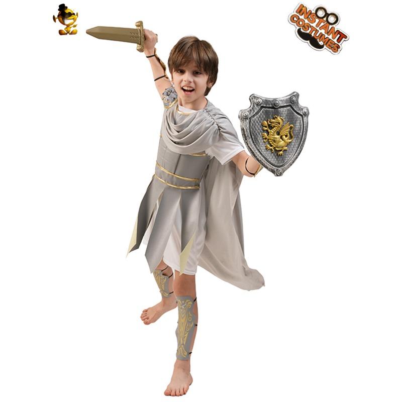 Halloween boy samurai costume, boy Roman warrior stage show boy party costume