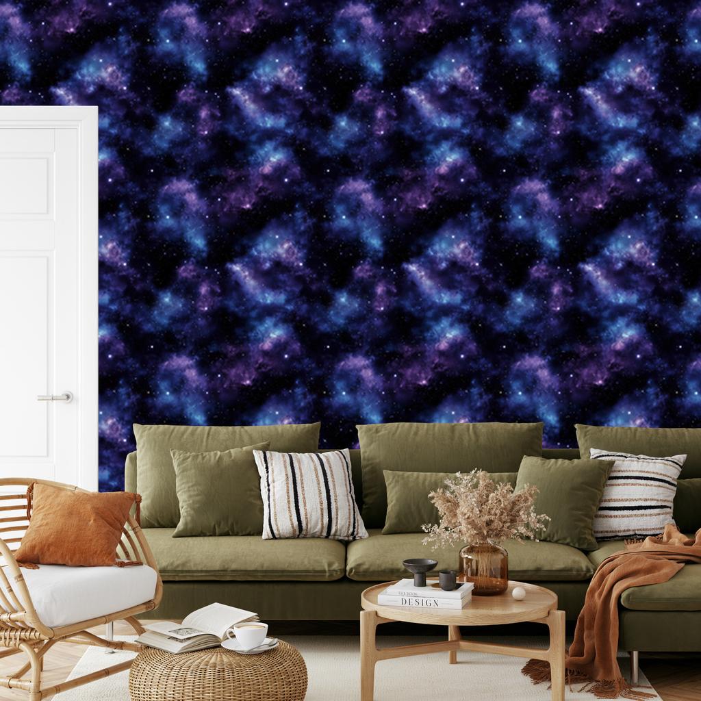 Watercolor Galaxy Wallpaper Navy Blue, Black, Blue and Indigo 50x1000