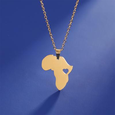 Collares Colgantes Corazón Africano My Shape para Mujeres Hombres Collar Mapa de Sudáfrica Cadena Gargantilla Acero Inoxidable Joyería Africana
