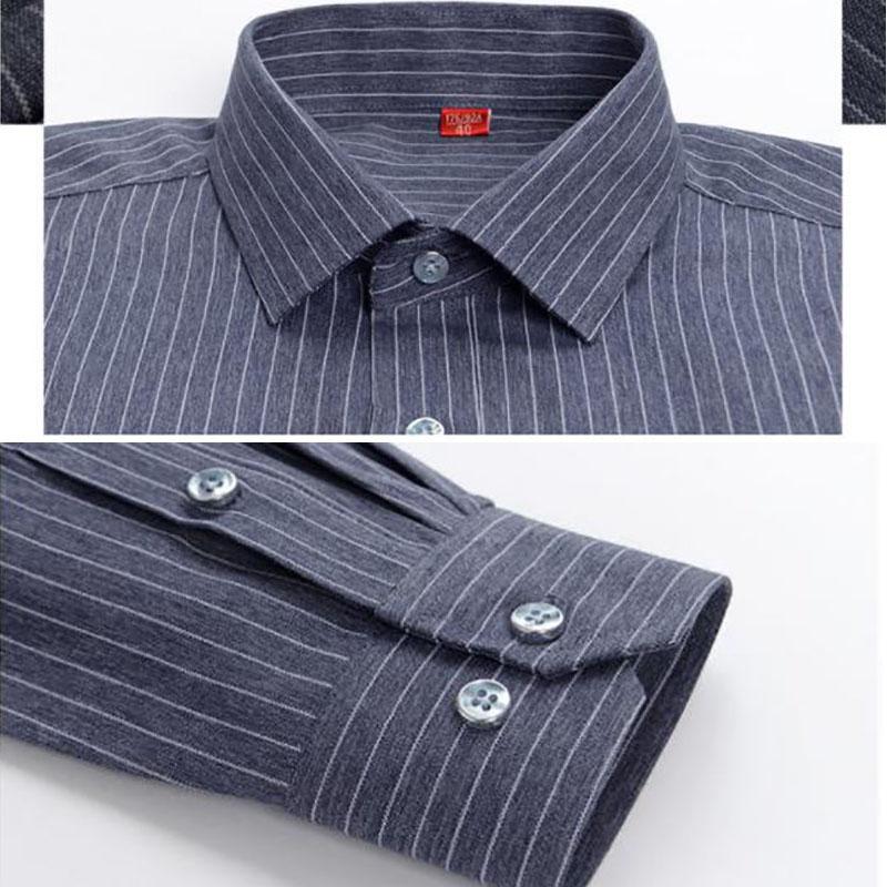 Męska koszula w paski T-shirty biznesowe Casualowa luźna koszula wierzchnia na guziki Jednolity kolor Rozciągliwa bielizna Długi rękaw Cienka góra Odzież męska