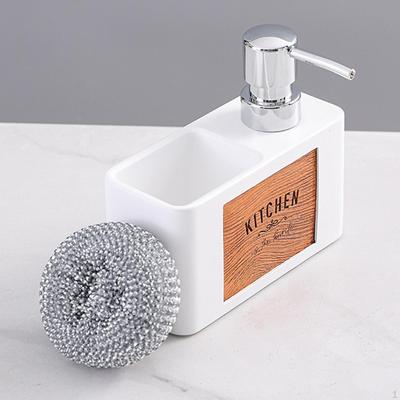 Dispensador de jabón de cocina con soporte para esponja, estropajos rellenables, almacenamiento de cepillos de jabón, cepillo para fregar