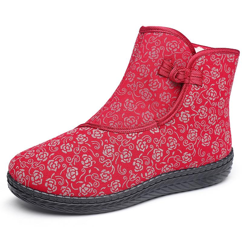 

Зимние старые пекинские хлопковые туфли женские утолщенные хлопковые сапоги с набивкой теплые этнические туфли из хлопка для мам хлопковые сапоги для пожилых бабушек 35 красный