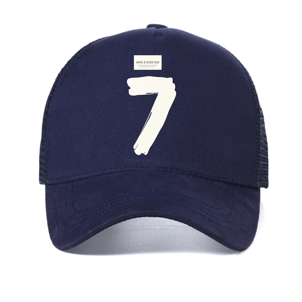 

have a dood day baseball cap Minimalist style Prominent number 7 print caps fashion casual mesh breathable Snapback hats Adjustable темно-синього кольору