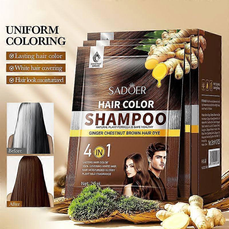 Hair Color Shampoo for Gray Hair - Natural Hair Dye Shampoo with Argan Hair Mask - Travel Size - Colors Hair In Minutes - Long Lasting Colour - 10pack