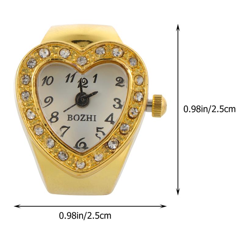 Heart Shape Ring Watch Mini Elastic Strap Alloy Couple Finger Watches Jewelry Silver