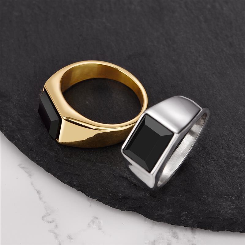 New Metal Glossy Rings for Men Geometric Width Signet Finger Band Rock Punk Style Fashion Ring Jewelry Accessories Wholesale