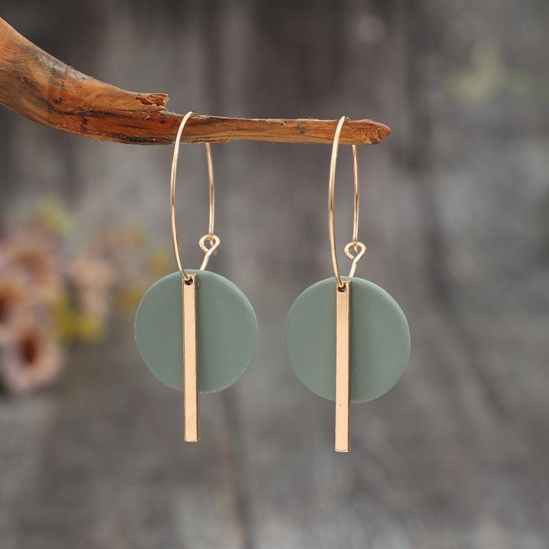 Trendy Charm Alloy Mom Earrings Round Splice Long Strip Design Elegant Jewelry for Mother Daily Work Wear