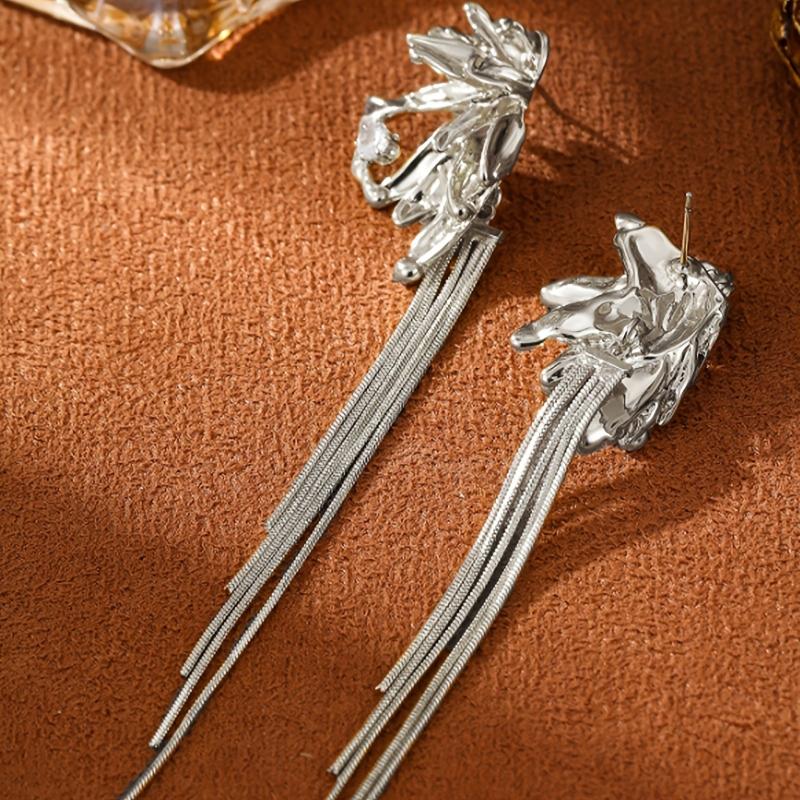 European and American Fashion Irregular Tassel Hanging Earrings, Women s Personalized Trendy Holiday Accessories Gifts