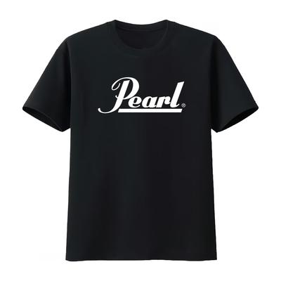Pearl Drums Logo T-shirt Sort Hvid Rock Din med Ikonisk Vintage Unisex Blød Mand og Kvinde