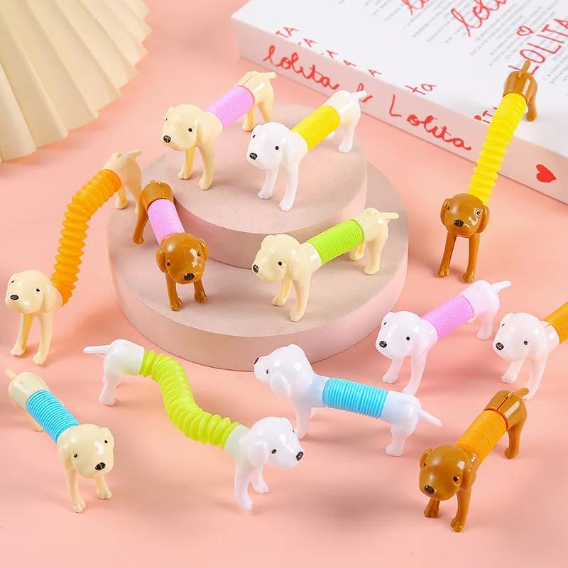 10 Piezas Kawaii Perro Pop Tubes Juguete Extensible Alivio del Estrés Juguetes Apretables Cumpleaños de Niños Rellenos de Piñata Rellenos de Bolsas de Regalo Aula