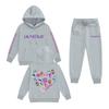 Kids' Long Sleeve Loose Pullover Letter Print Drawstring Hooded Sweatshirt Sweatpants Set