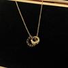 Gold Titanium Steel Roman Numeral Double Ring Necklace for Women - Trendy Light Luxury Clavicle Chain
