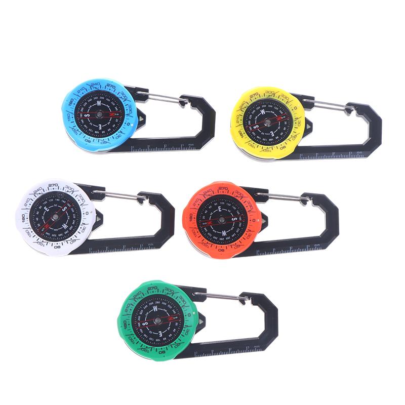 1Pc Luminous Compass Keychain Carabiner Portable Abs Material Directional Guide Sports Off-Road For Hiking Camping