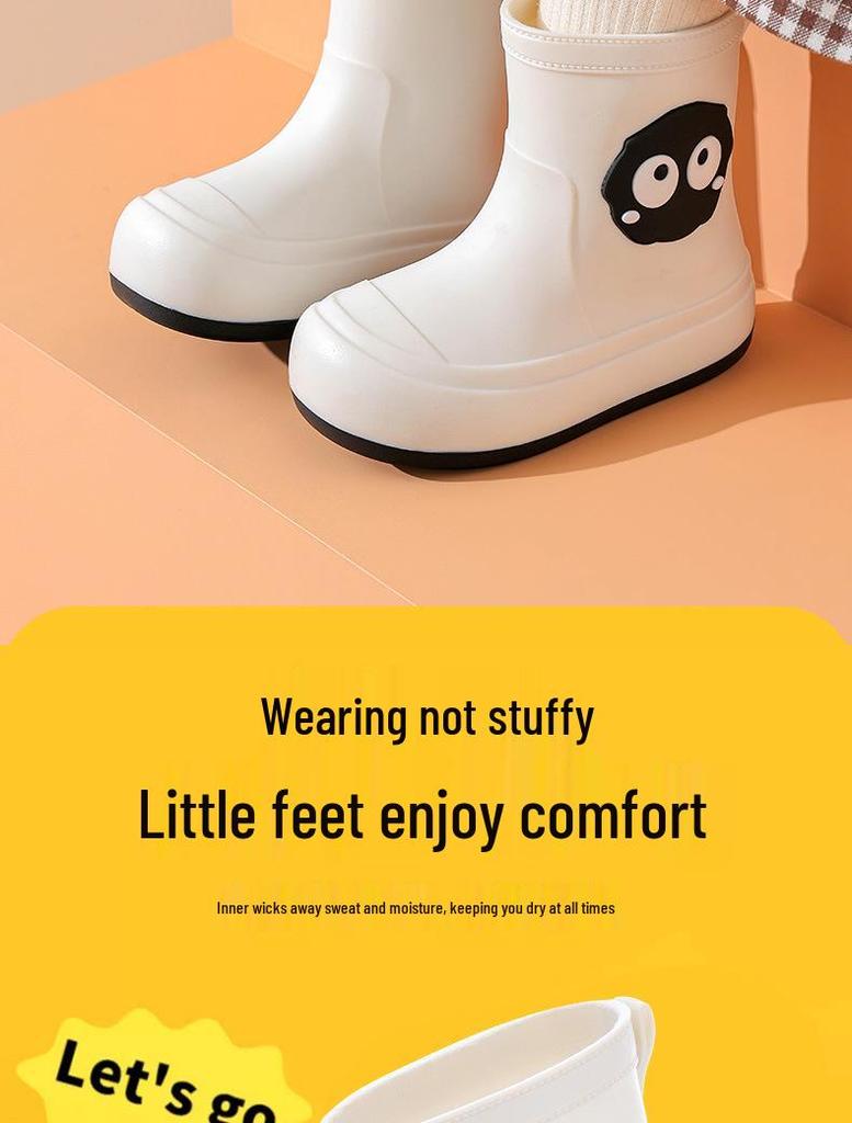 Kids' Cartoon Waterproof Rain Boots with Drawstring – Non-Slip Rubber Overshoes for Boys and Girls