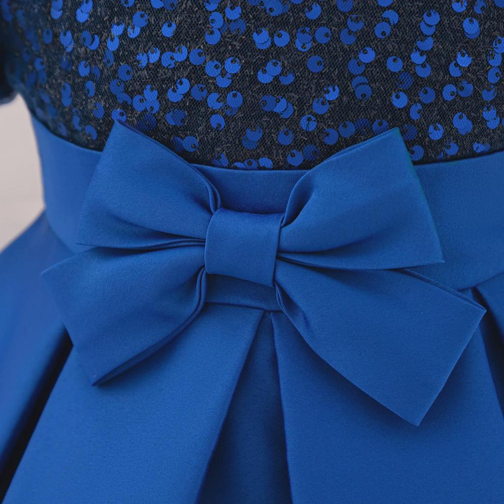 Pailletten-Prinzessinnenkleid mit Puffärmeln für Blumenmädchen