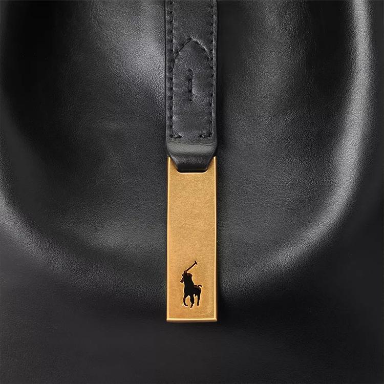 New Polo Ralph Lauren Polo ID Calfskin Handbag, Shoulder Bag Regular Women's Black WAPOBAG02V20042