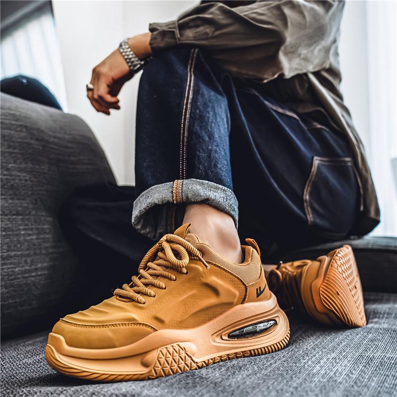 Warrior Casual Fashion Versatile Daily Commuting Slip-Resistant Durable Low-Top Dad Shoes Men Sneaker Yellow WXY(S)-4681N03