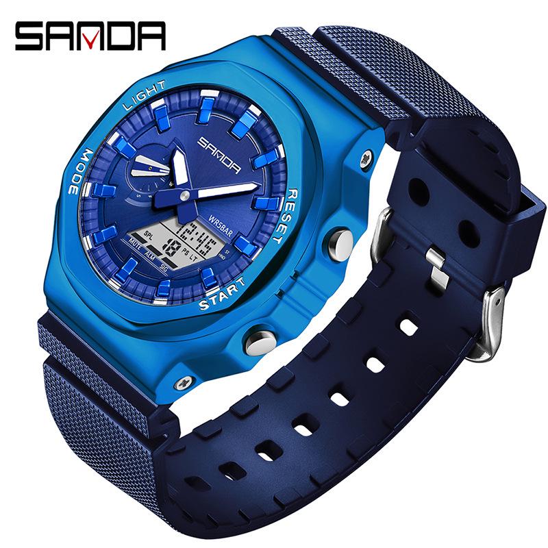 

Sanda Octagonal Men s Waterproof Sport Watch with Alarm & LED Display.