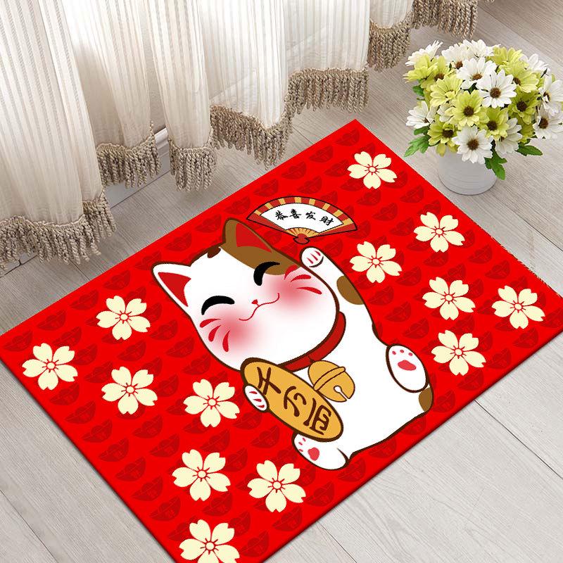 Lucky Cat Anti-Slip Floor Mats for Entrance, Bathroom, and Bedroom
