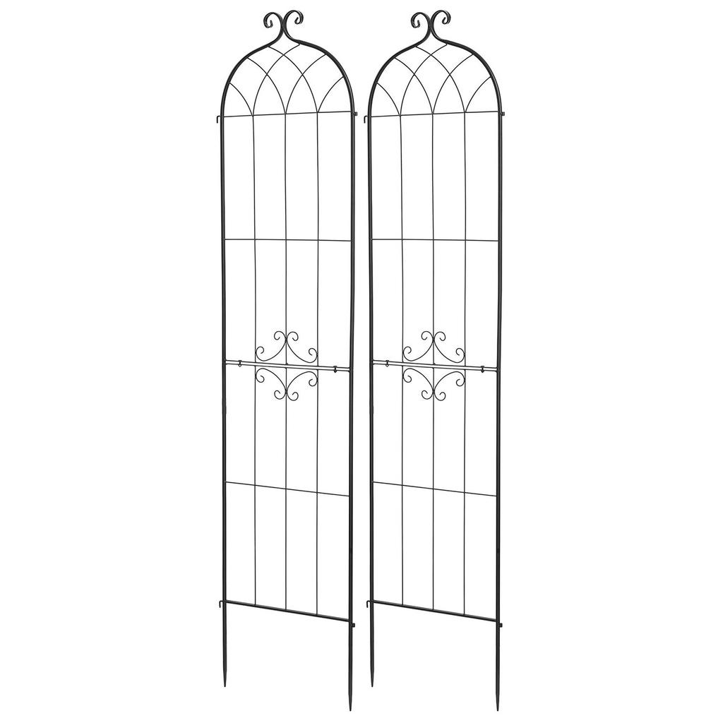 Garden Trellis, 220 x 52.5 cm Rose Trellis, 2 Packs Garden Flower Rose Trellises with Powder-Coated Finish & Convenient Locking Design, Plant Support