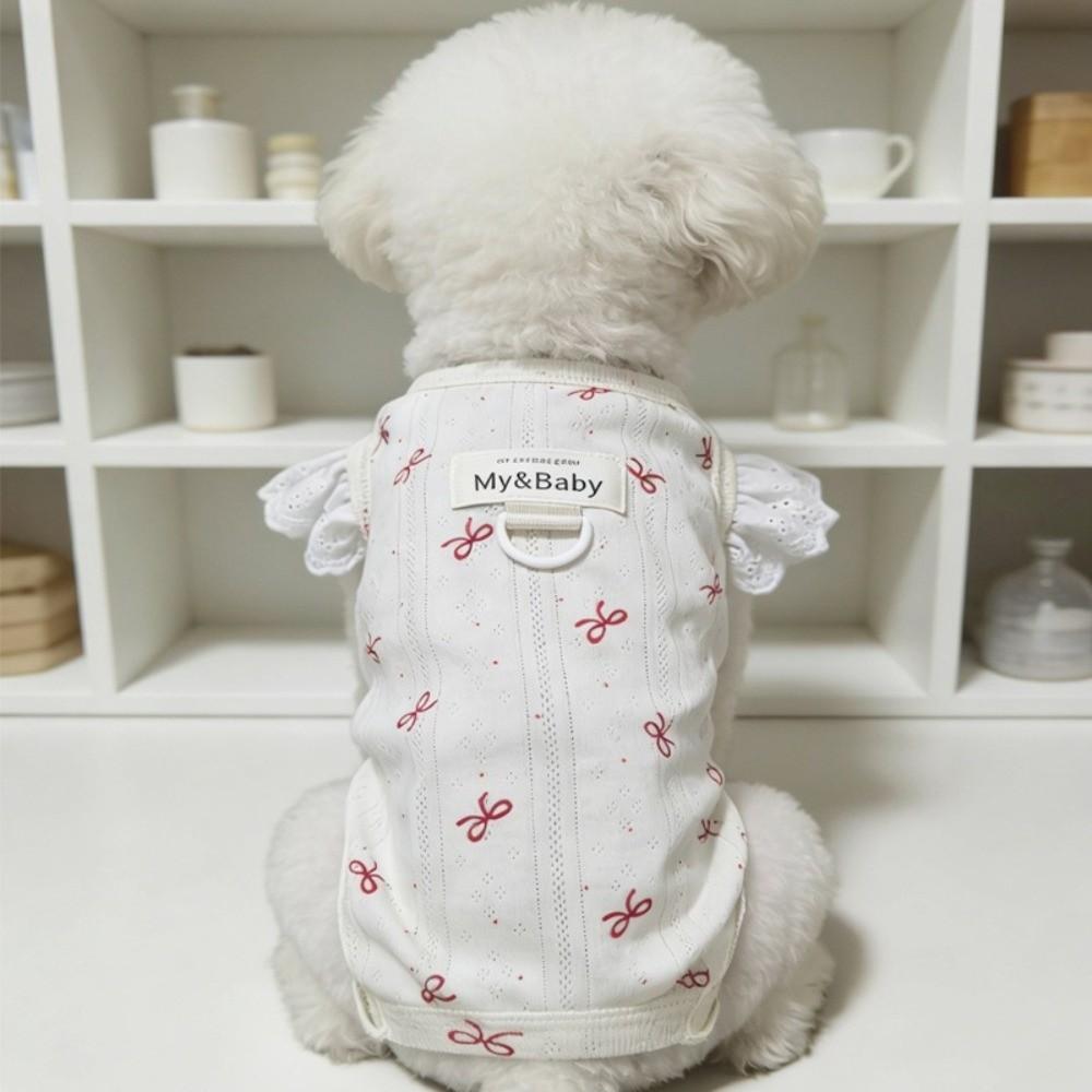 Bow Print Dog T-Shirt Breathable Summer Pet Vest Fashion Dog Pajamas  Spring Summer Season