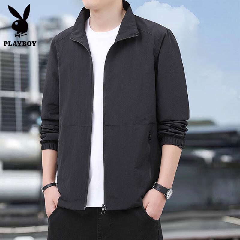 PLAYBOY Men's Stand Collar Windproof Jacket