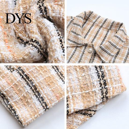 Women Jacket with Pockets Fall Spring Retro Plaid Print Turn-down Collar Single-breasted Striped Cardigan Chest Long Sleeves Loose Commuting