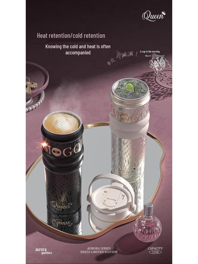 Women's Large Capacity Insulated Fruit Tea Cup with Ceramic Liner