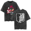 2026 Vintage Gewaschenes T-Shirt Mann Attack on Titan Damen Kurzarm-T-Shirt Streetwear Anime-Print Sommer Y2k Übergroße Lässige Oberteile