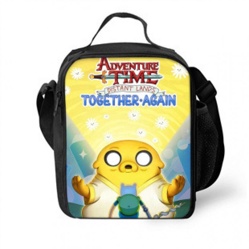 Adventure Time Insulated Lunch Bag for Kids Portable Thermal Cooler Tote Cartoon Print Bento Box for School Outdoor Picnic