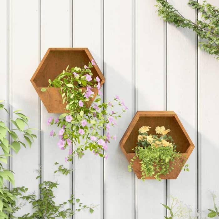 VidaXL Jardinières murales 2 pcs Rouillé Acier corten 30x10x25 cm 823684