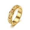 Frosted Stainless Steel Moon And Star Fidget Rings For Men Anti Stress And Anxiety Rotating Ring Fidget Metal Spinner Anillos