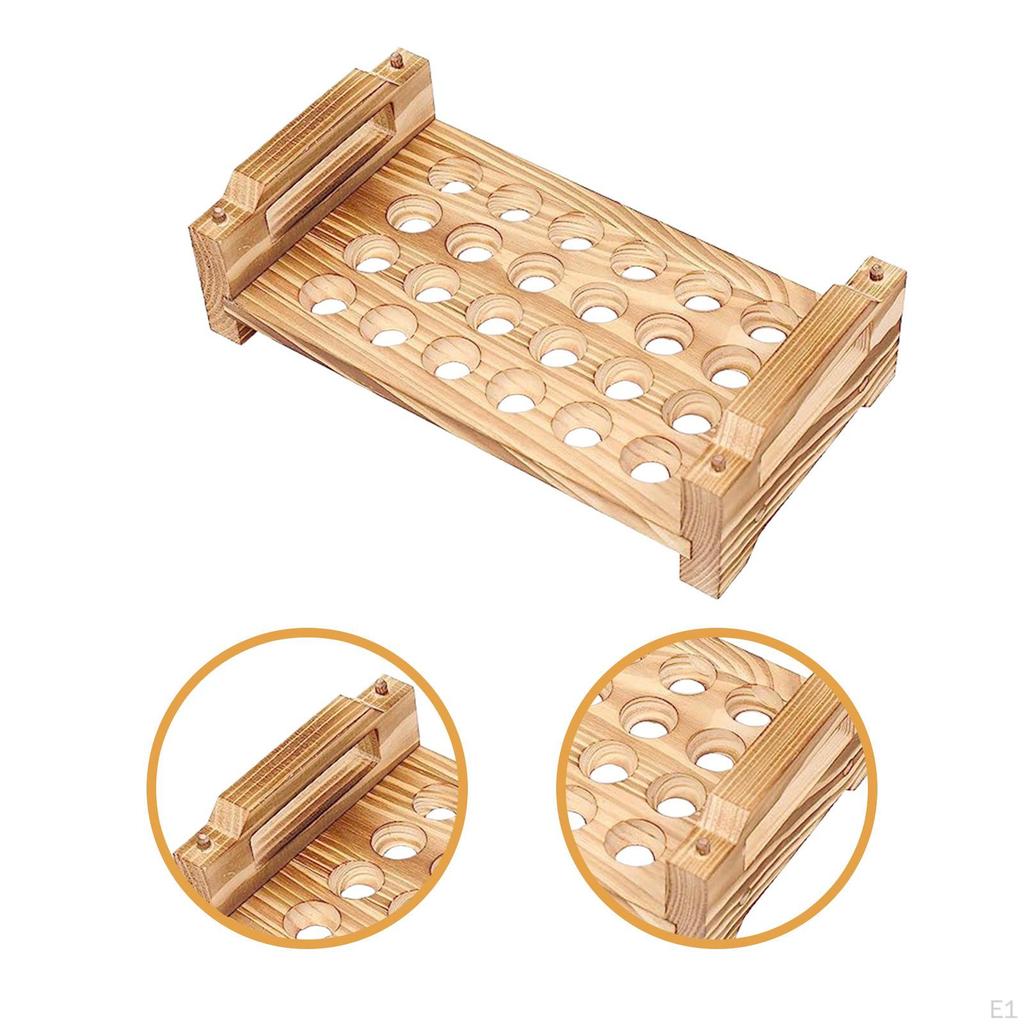 2x Wooden Quail Egg Holder Storage Rack 24 Slot with Handle Display Stand Tray for