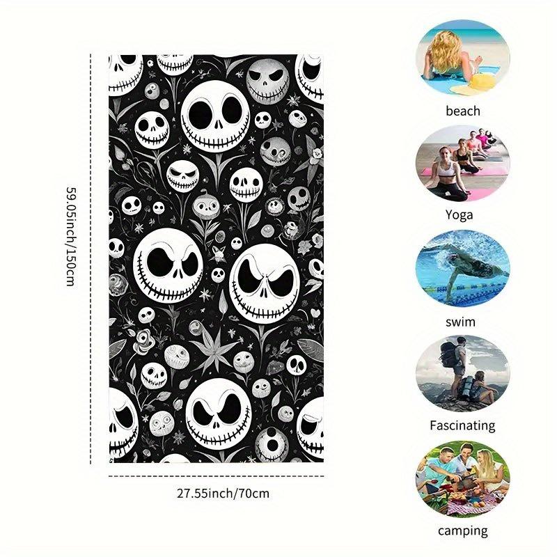 1 Beach Towel, Jack Skull Pattern, Beach Towel, Suitable for Yoga, Travel, Swimming, Beach, Fitness, Camping, Bath Towel