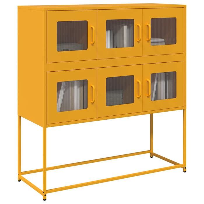 VidaXL Buffet jaune moutarde 100,5x39x107 cm acier laminé à froid 853425