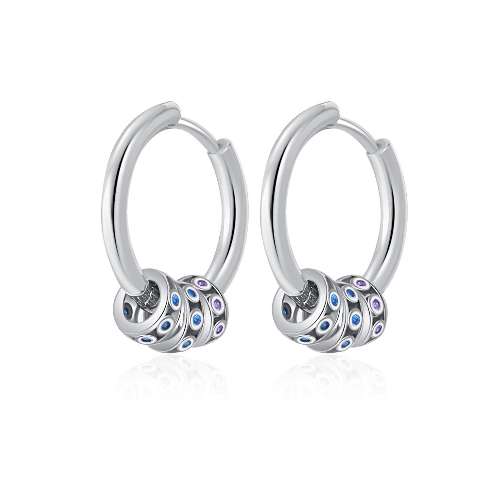 New 925 Silver Sparkle Double Hoop Heart Earrings For Women Fashion Silver Earring Jewelry Gift