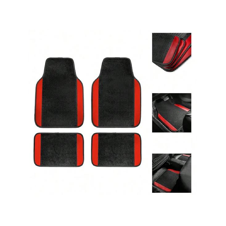 

4PCS Universal Car Floor Mats Waterproof Rugs Automotive interior Car Mats Full Set Left hand driving красный